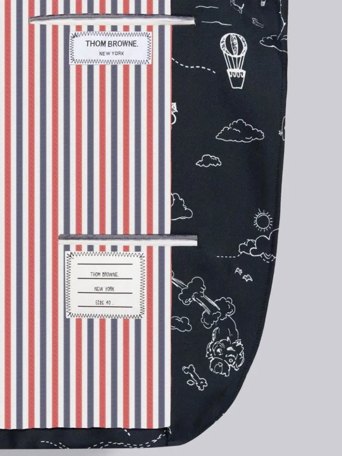 Sky Toile Printed Silk Twill High Armhole Jacket Navy Women Thom Browne Jackets