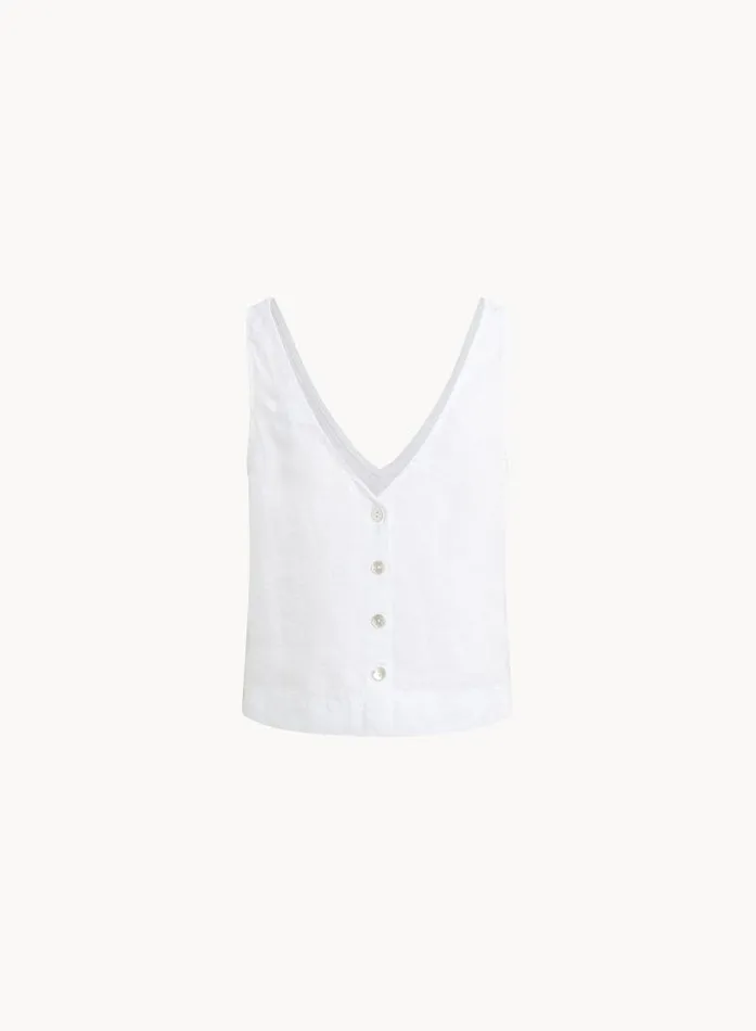 Sleeveless Button Back VNeck Top 8211 White Women Bella Dahl Sleeveless