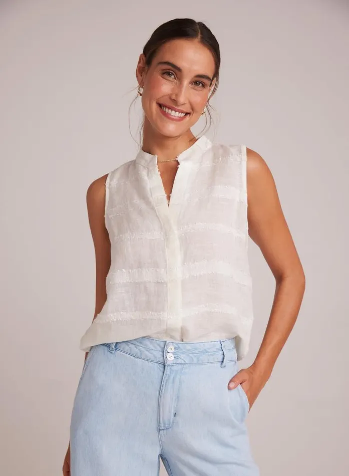 Sleeveless Hidden Placket Button Down 8211 White Women Bella Dahl Button Down