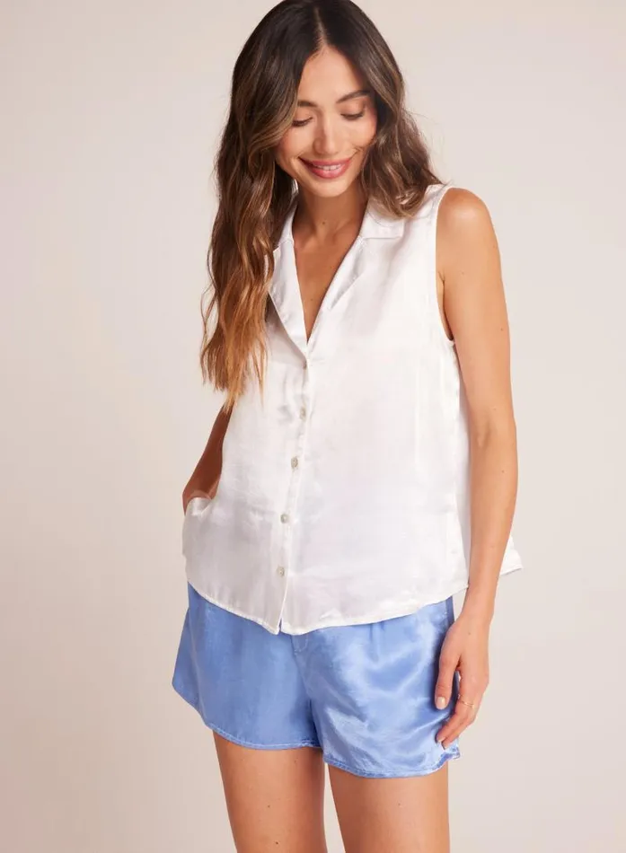 Sleeveless Notch Collar Button Down 8211 White Women Bella Dahl Sleeveless