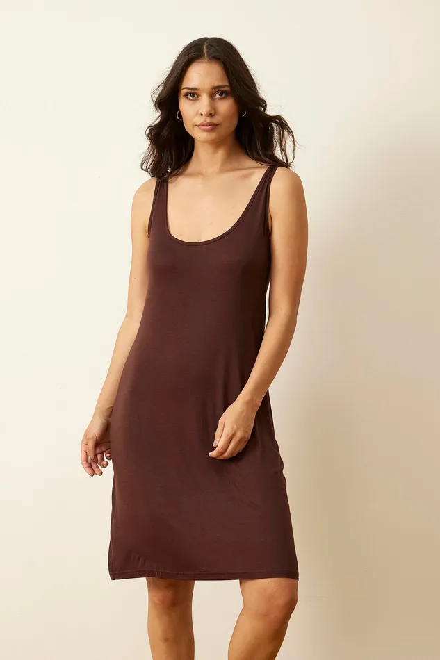 SLIP TANK DRESS 16015 801 Brown 801 Women IN FRONT DRESSES