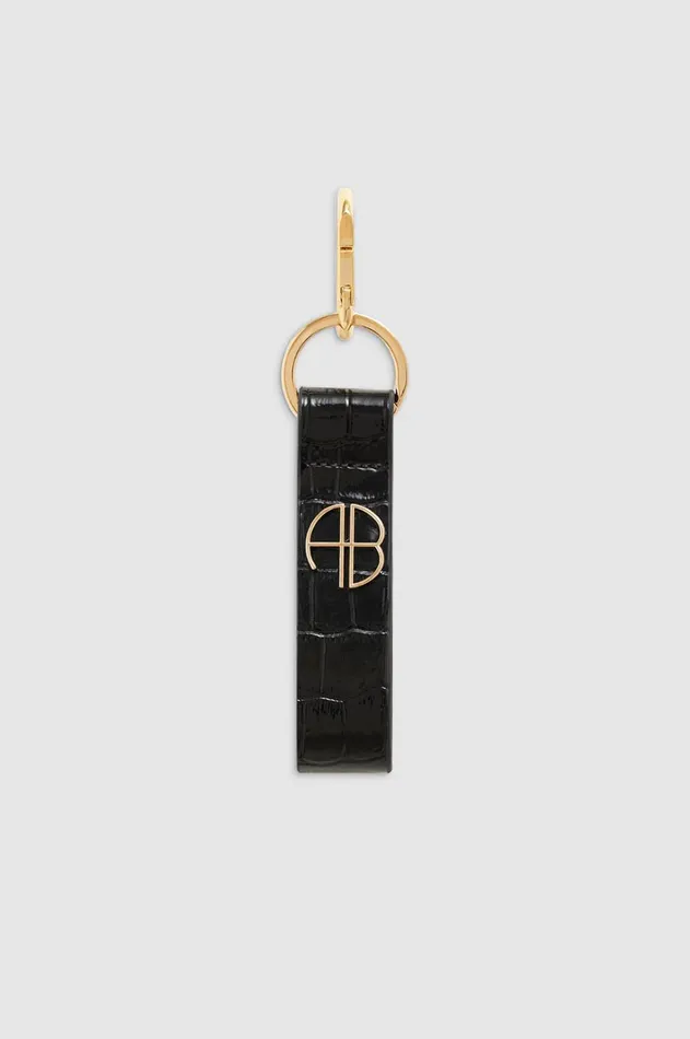 Small Goods Women ANINE BING Cruise Key Chain 8211 Black Embossed