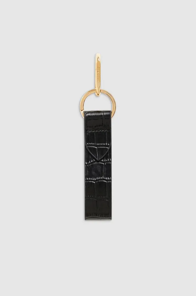 Small Goods Women ANINE BING Cruise Key Chain 8211 Black Embossed