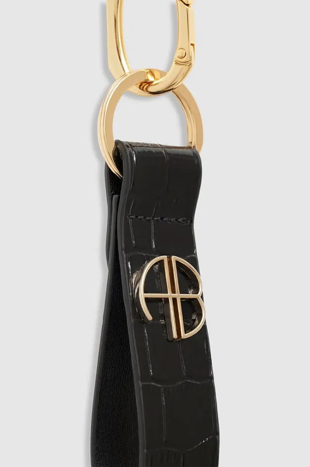 Small Goods Women ANINE BING Cruise Key Chain 8211 Black Embossed