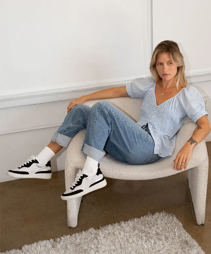 Sneakers Women Dolce Vita Adella Sneakers White Black Leather