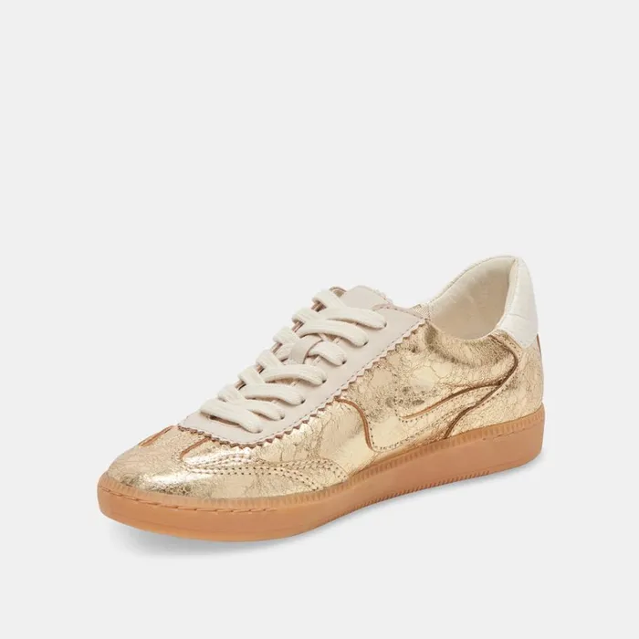 Sneakers Women Dolce Vita Notice Wide Sneakers Gold Distressed Leather