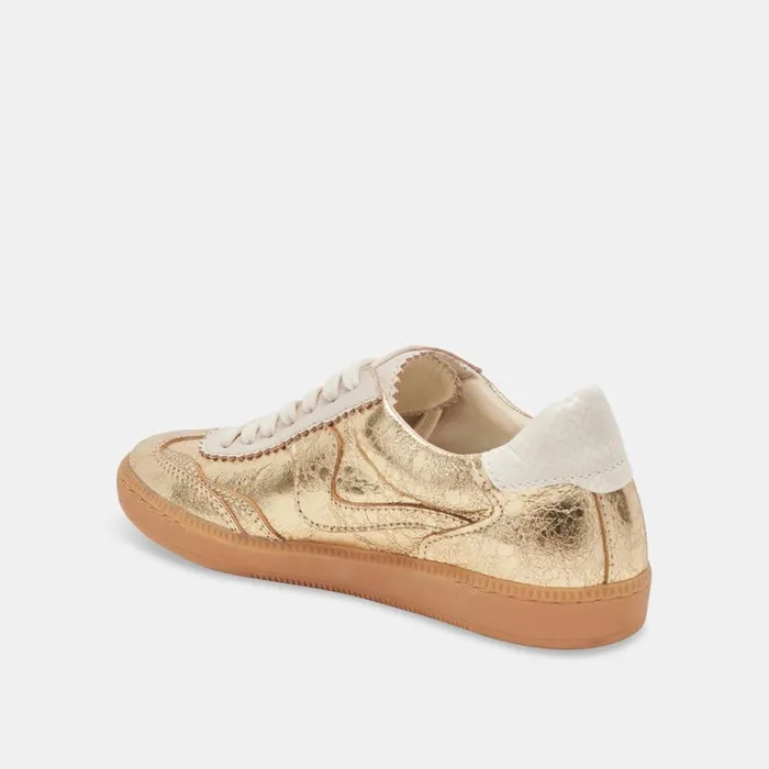 Sneakers Women Dolce Vita Notice Wide Sneakers Gold Distressed Leather