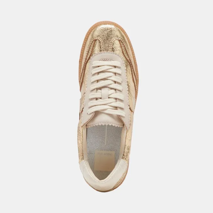 Sneakers Women Dolce Vita Notice Wide Sneakers Gold Distressed Leather