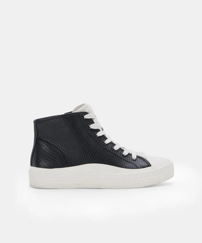 Sneakers Women Dolce Vita Veola Plush Sneakers Black Embossed Leather