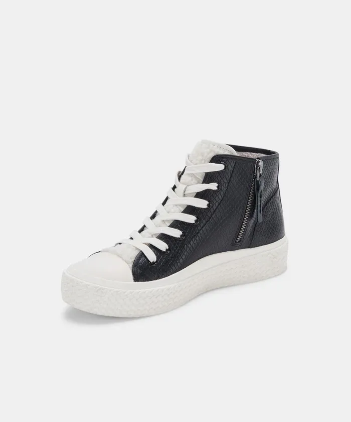 Sneakers Women Dolce Vita Veola Plush Sneakers Black Embossed Leather