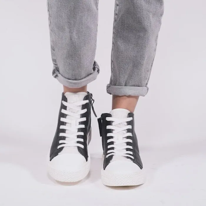 Sneakers Women Dolce Vita Veola Plush Sneakers Black Embossed Leather