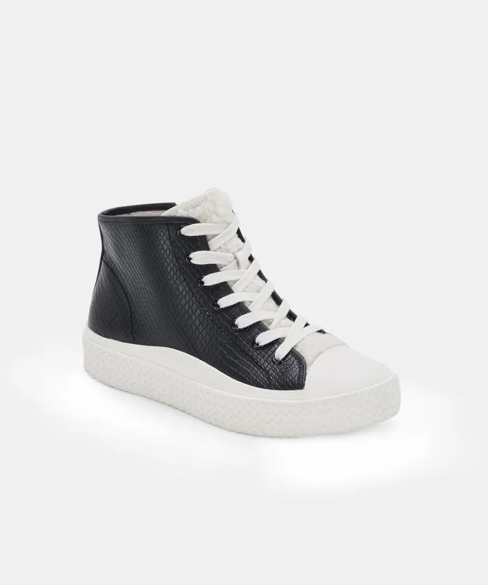 Sneakers Women Dolce Vita Veola Plush Sneakers Black Embossed Leather
