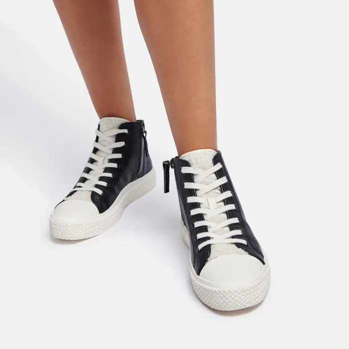 Sneakers Women Dolce Vita Veola Plush Sneakers Black Embossed Leather