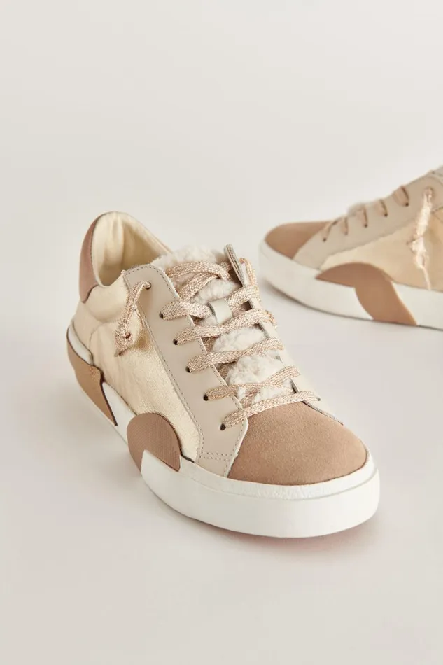 Sneakers Women Dolce Vita Zina Plush Sneakers Gold Leather