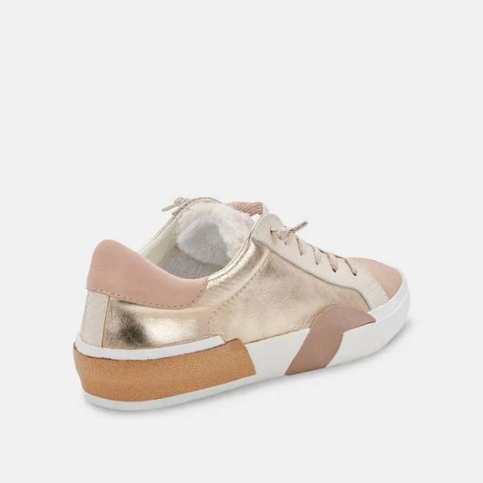 Sneakers Women Dolce Vita Zina Plush Sneakers Gold Leather