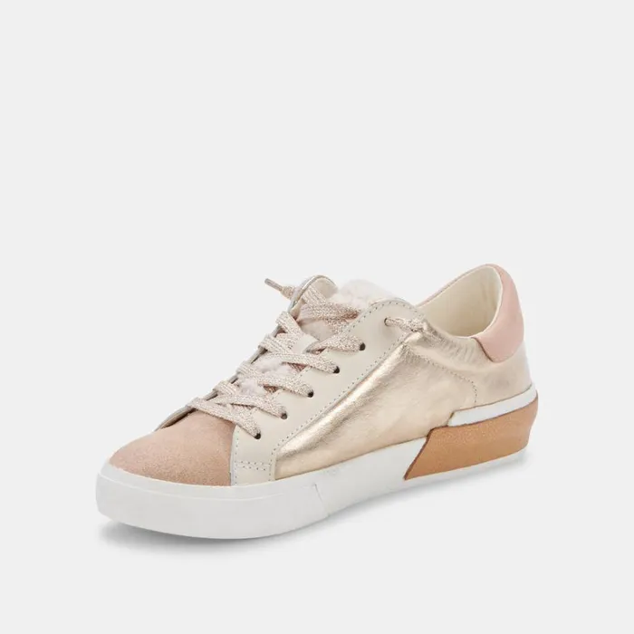 Sneakers Women Dolce Vita Zina Plush Sneakers Gold Leather