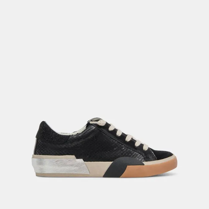 Sneakers Women Dolce Vita Zina Wide Sneakers Onyx Embossed Leather