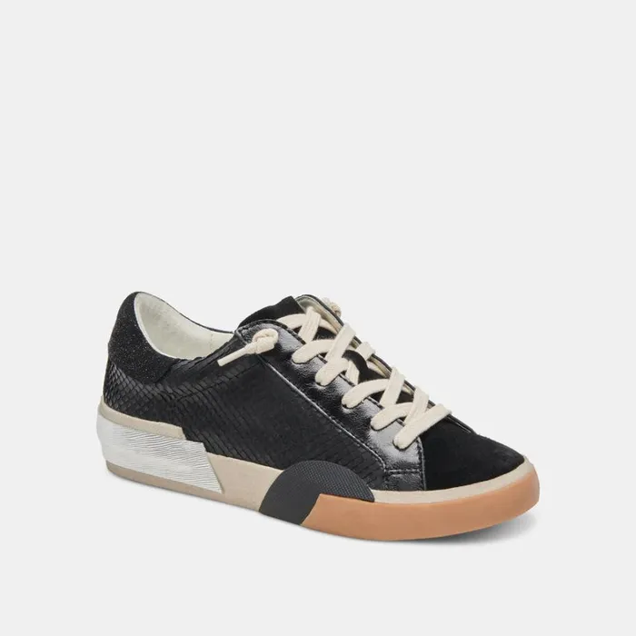 Sneakers Women Dolce Vita Zina Wide Sneakers Onyx Embossed Leather