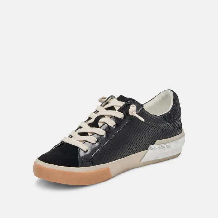 Sneakers Women Dolce Vita Zina Wide Sneakers Onyx Embossed Leather
