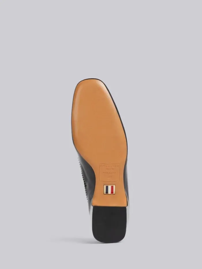 Soft Patent Leather 40mm Block Heel Boat Shoe Black And White Women Thom Browne Heels