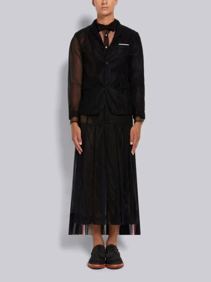 Soft Tulle 4bar Classic Fit Shirt Black Men Thom Browne Shirting