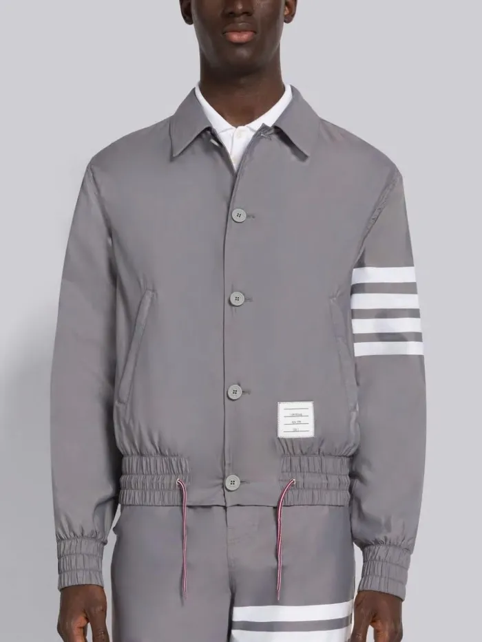 Solid Swim Tech 4bar Blouson Jacket Medium Grey Men Thom Browne Swimwear