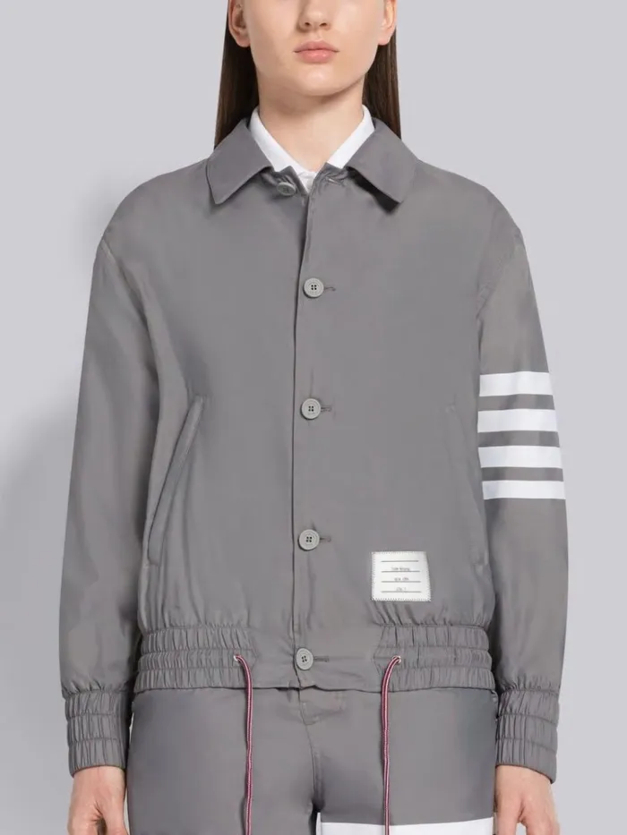 Solid Swim Tech 4bar Blouson Jacket Medium Grey Men Thom Browne Swimwear
