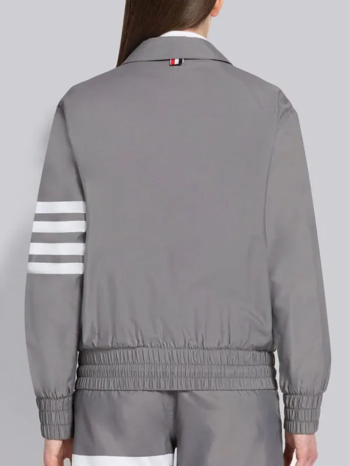 Solid Swim Tech 4bar Blouson Jacket Medium Grey Men Thom Browne Swimwear