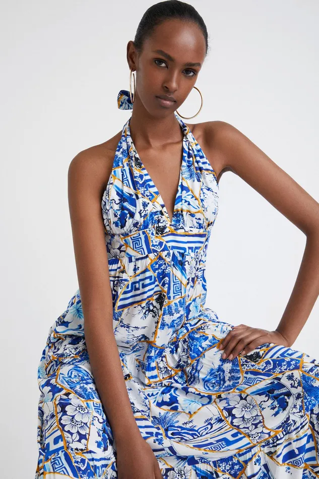 Stella Jean Long Halter Dress Women Desigual Dresses
