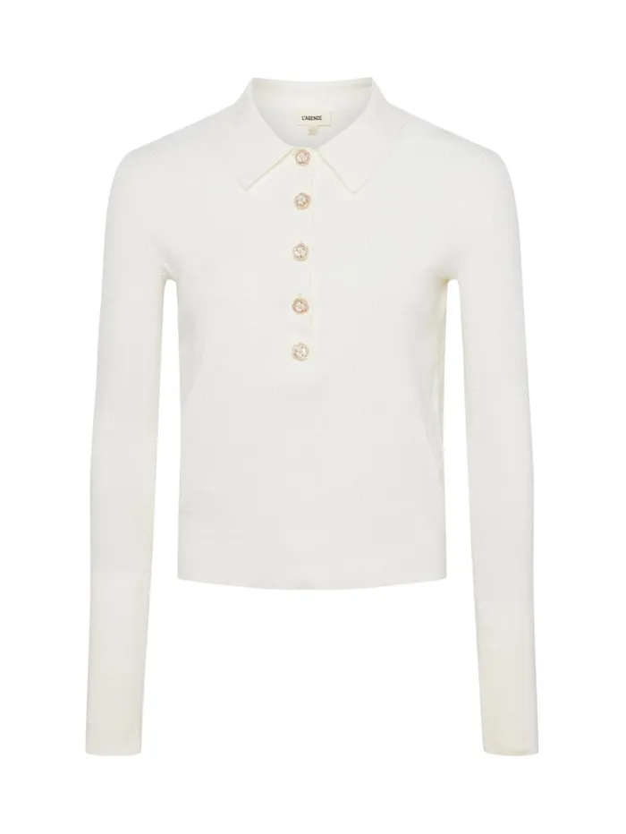 Sterling Sweater Ivoryjewel Button Women L039Agence Knitwear Sterling Sweater Ivoryjewel Button Women L039Agence Knitwear
