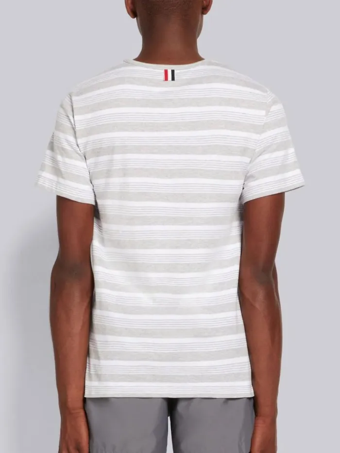 Striped Jersey Pocket Tee Pastel Grey Men Thom Browne Tshirts and Polos