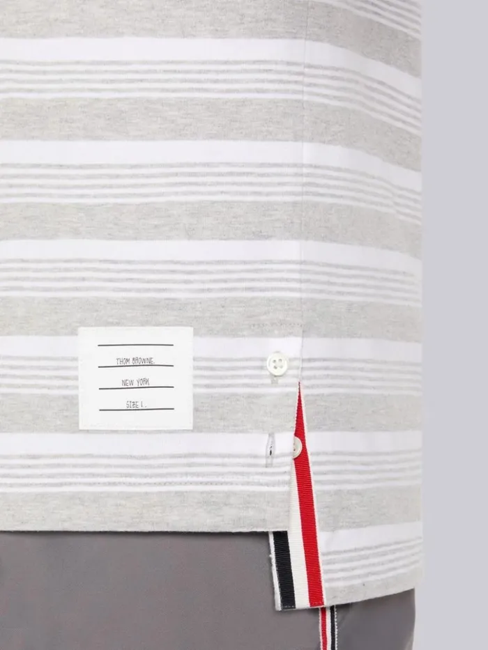 Striped Jersey Pocket Tee Pastel Grey Men Thom Browne Tshirts and Polos