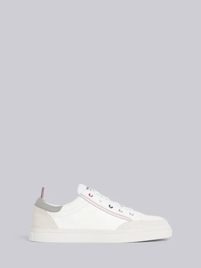 Striped Laceup Sneakers White Men Thom Browne Sneakers