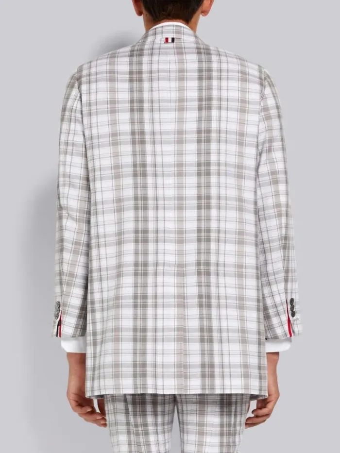 Striped Plaid Oversized Sack Jacket Medium Grey Men Thom Browne Jackets and Suiting