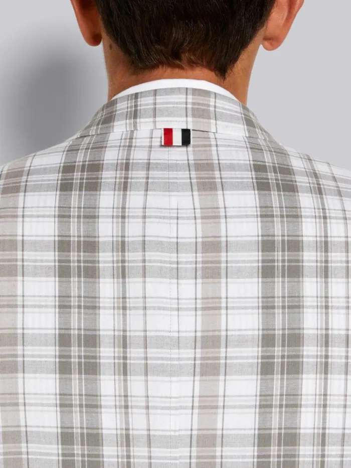 Striped Plaid Oversized Sack Jacket Medium Grey Men Thom Browne Jackets and Suiting