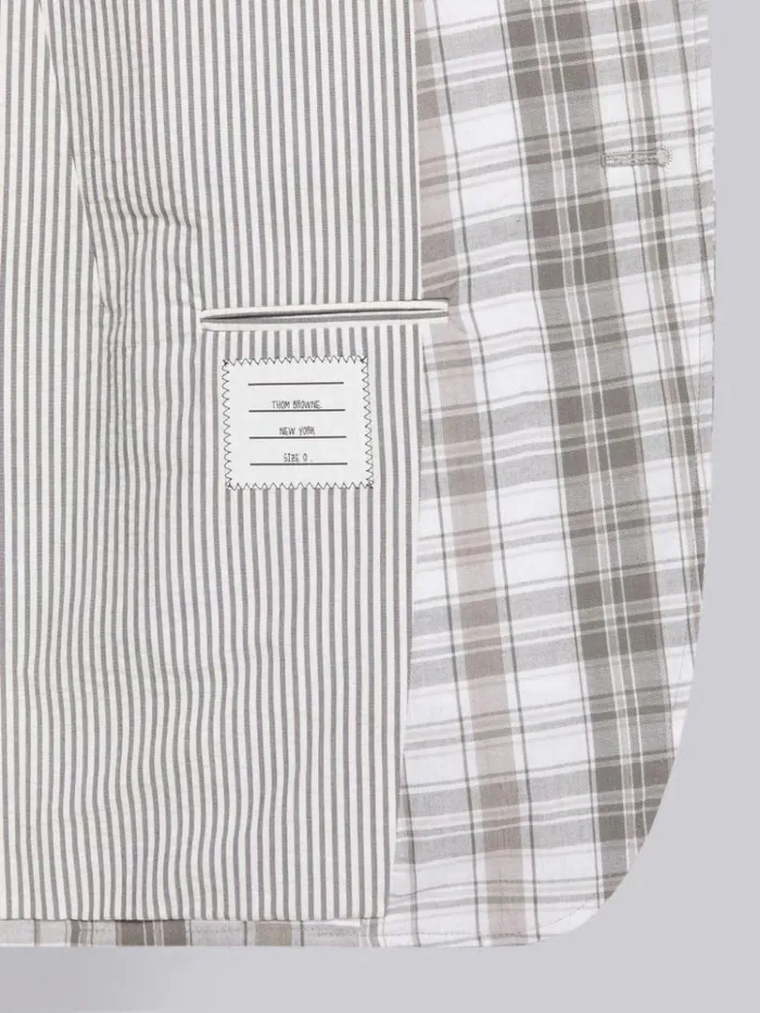 Striped Plaid Oversized Sack Jacket Medium Grey Men Thom Browne Jackets and Suiting