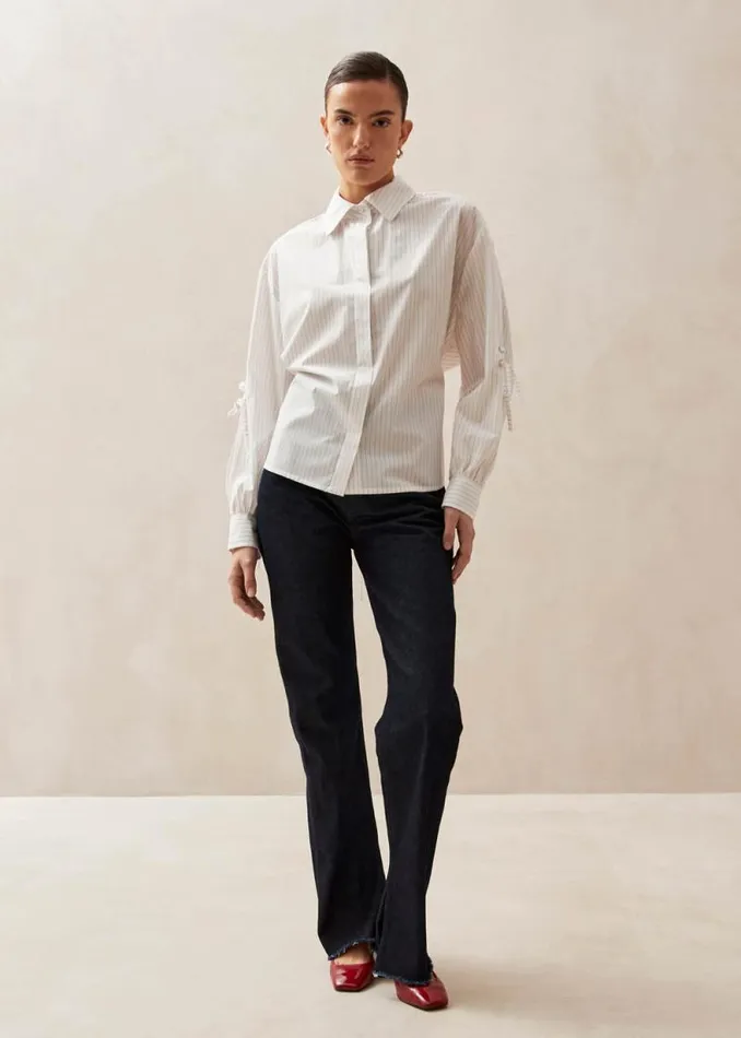 Sugar Red Thin Stripes Shirt Women ALOHAS Shirts