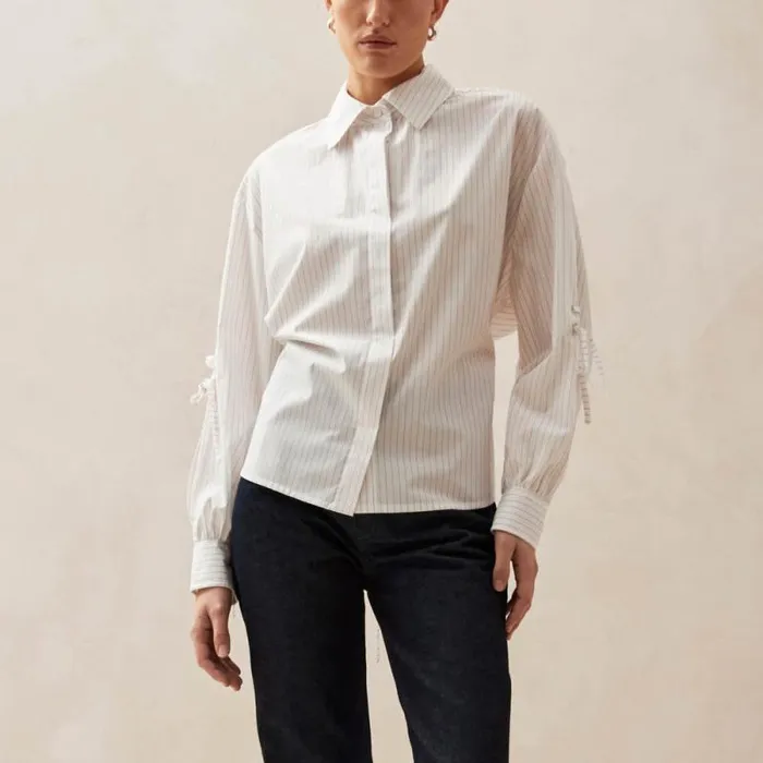 Sugar Red Thin Stripes Shirt Women ALOHAS Shirts