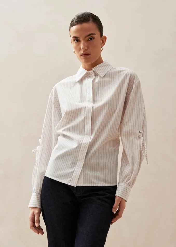 Sugar Red Thin Stripes Shirt Women ALOHAS Shirts