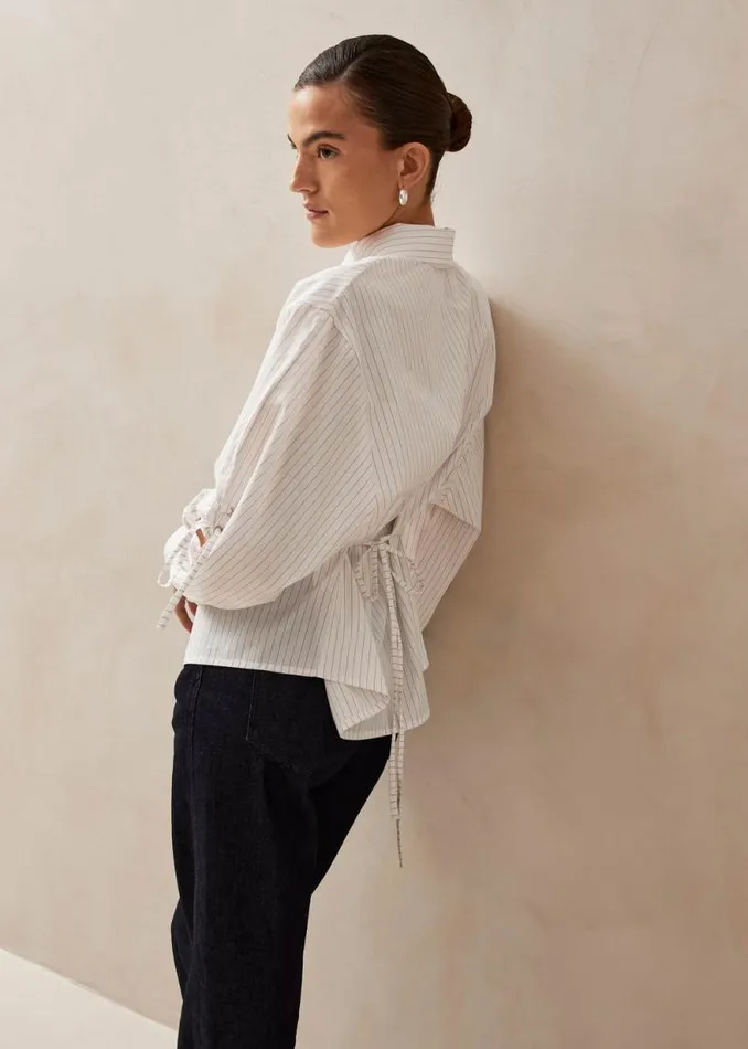 Sugar Red Thin Stripes Shirt Women ALOHAS Shirts