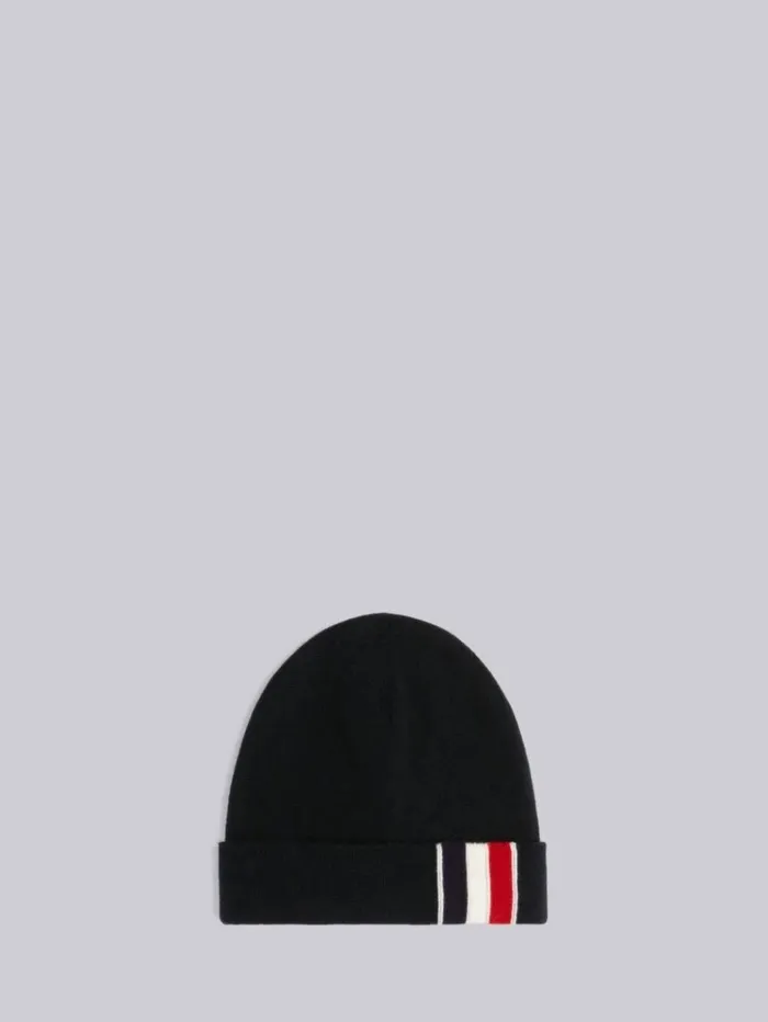 Superfine Merino Stripe Knit Hat Black Men Thom Browne Novelty And Knits