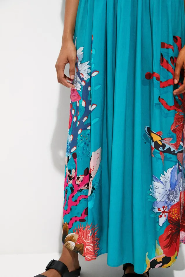 Sustainable Coral Maxi Dress Women Desigual Swimwear