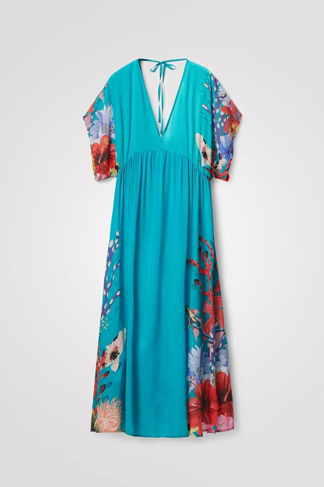 Sustainable Coral Maxi Dress Women Desigual Swimwear