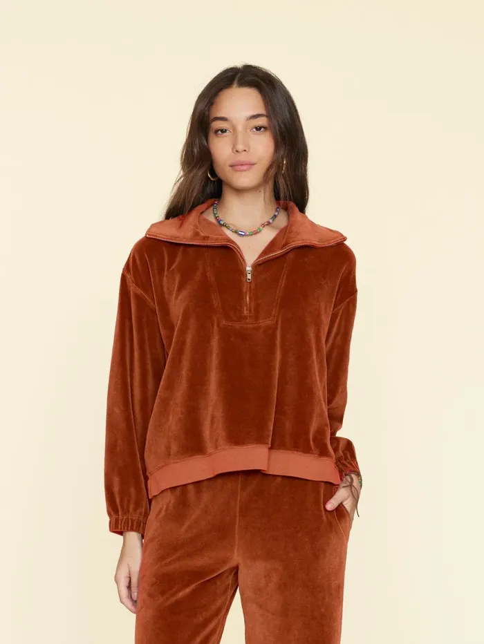 Sweats and Tees Women Brown Sugar Oliver Velour Sweatshirt XRENA