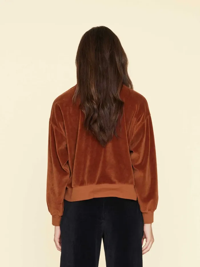 Sweats and Tees XRENA Women Brown Sugar Huxley Velour Sweatshirt Sweats and Tees XRENA Women Brown Sugar Huxley Velour Sweatshirt