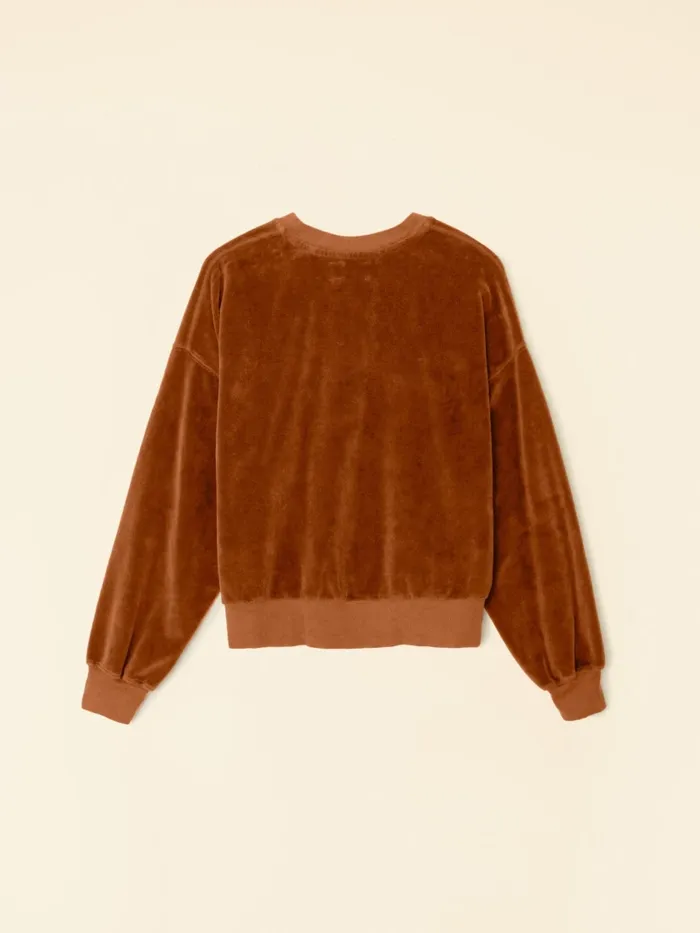 Sweats and Tees XRENA Women Brown Sugar Huxley Velour Sweatshirt Sweats and Tees XRENA Women Brown Sugar Huxley Velour Sweatshirt