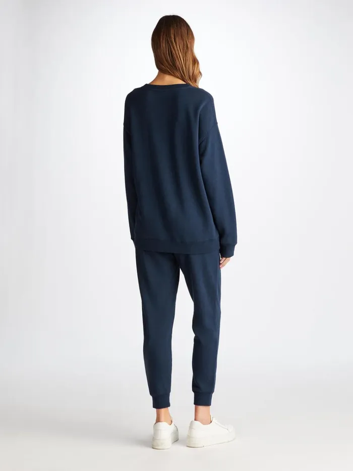 Sweatshirts Women Derek Rose Sweatshirt Quinn Cotton Modal Stretch Navy
