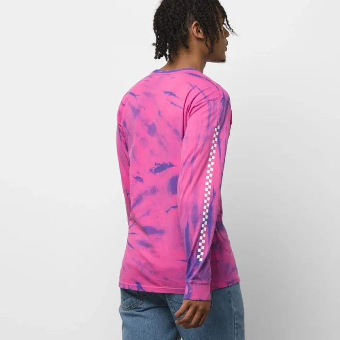 TShirts and Tanks Men Tie Dye Checker Long Sleeve TShirt Fuchsia Purple Tie Dye Vans
