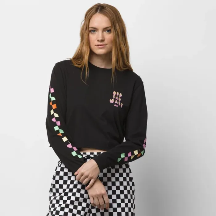TShirts and Tanks Reign Marker Crop Long Sleeve Boyfriend Tee Black 8211 Vans Women TShirts and Tanks Reign Marker Crop Long Sleeve Boyfriend Tee Black 8211 Vans Women