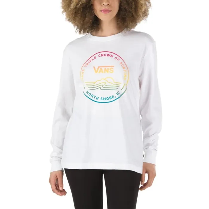 TShirts and Tanks Vans Women 2020 VTCS Logo Long Sleeve Boyfriend Tee White